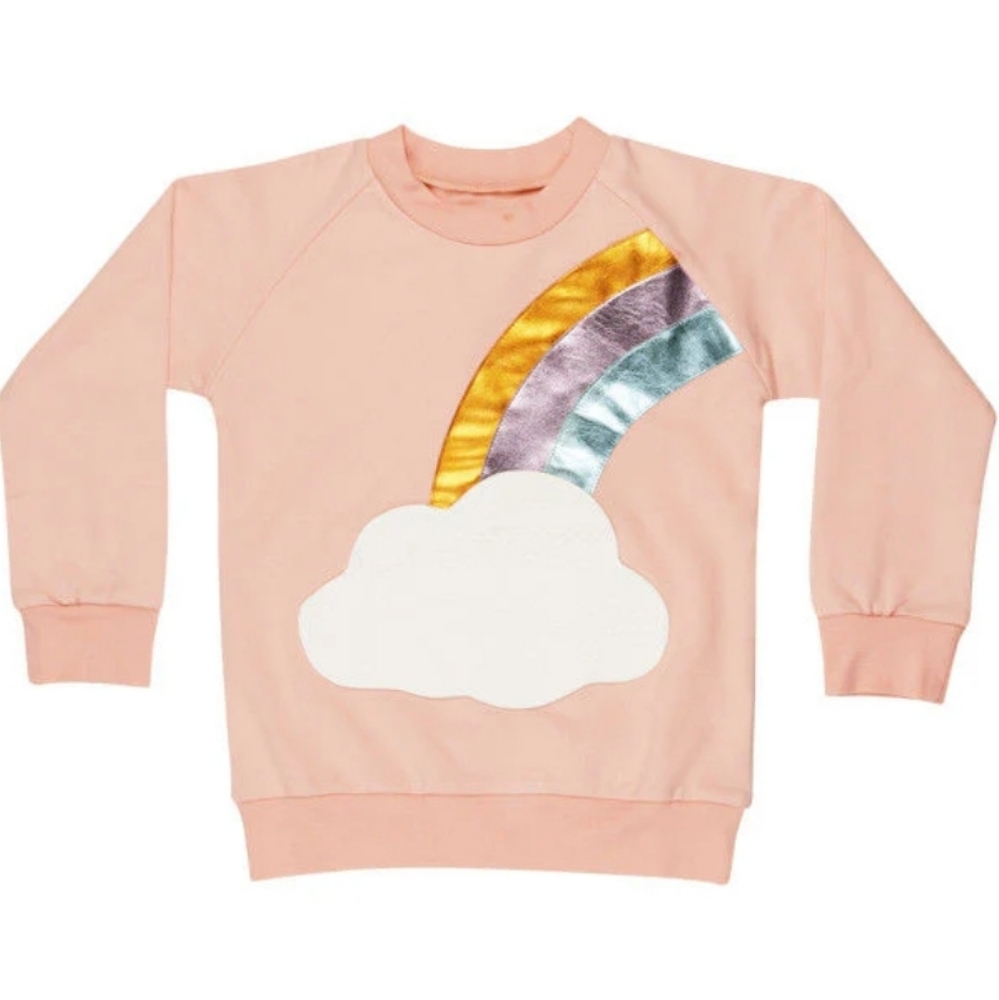 Adorable Pink Kids Sweatshirt with Rainbow Design